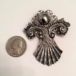 Beautiful all silver tone “CHERISH” guardian Angel pin… hand made!